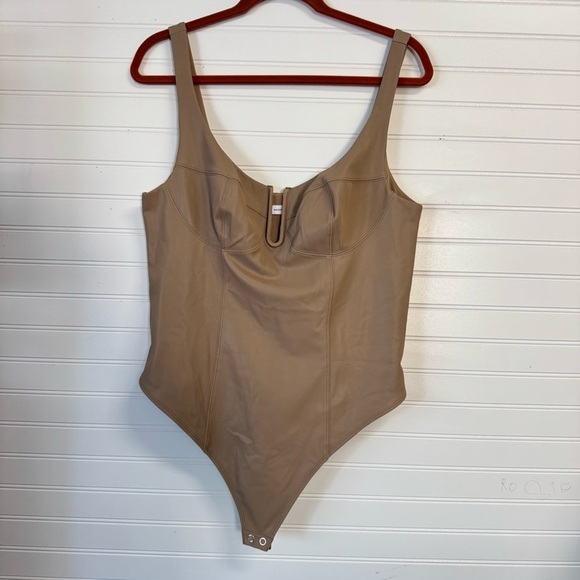 Good American New Women’s Size 5 Pecan Scuba U Neckline Corset Thong Bodysuit - Picture 1 of 11